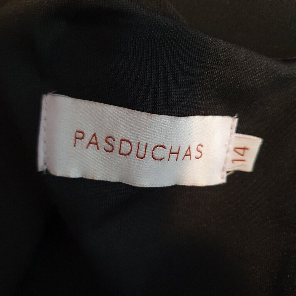 Pasduchas ruffle Midi Dress Black Size 14 w" belt short sleeve cocktail races - Picture 7 of 9